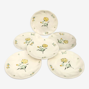 Lot de 6 assiettes plates modèle embrun estampillées Salins France