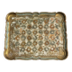 Large wooden tray hand-painted with blue and gold floral ornaments L48x38