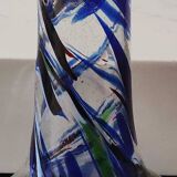 Designer Ball Vase in blown art glass, Murano style. Multi-colored speckles/smoke swirls. Dim 26 x 13 cm