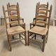 Set of 6 vintage wooden ladder-back dining chairs with woven seats