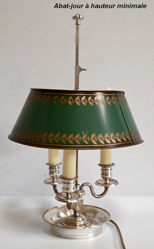 White metal bouillotte lamp, empire style – early twentieth century
