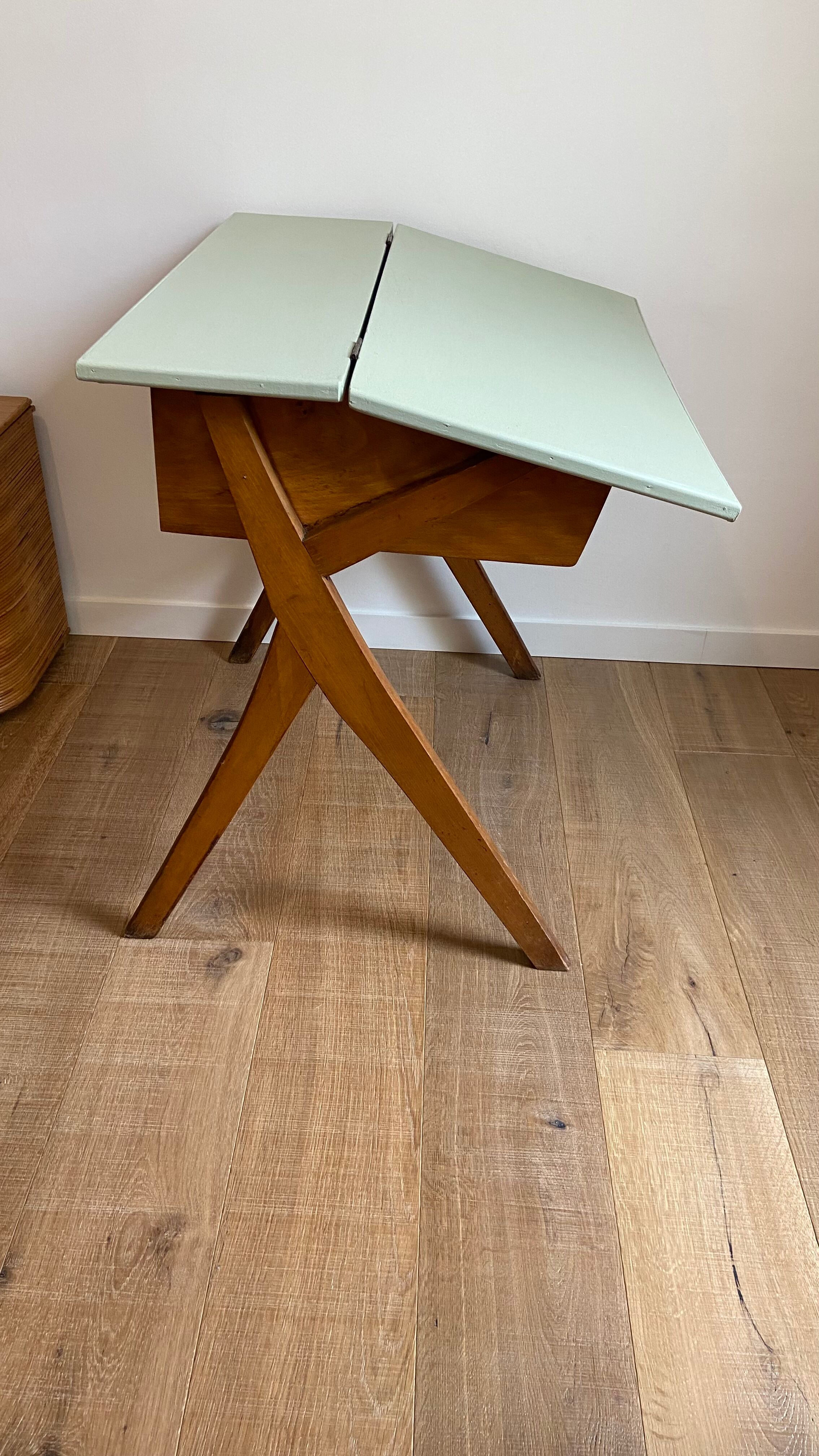 Bureau enfant vintage pieds compas 1950