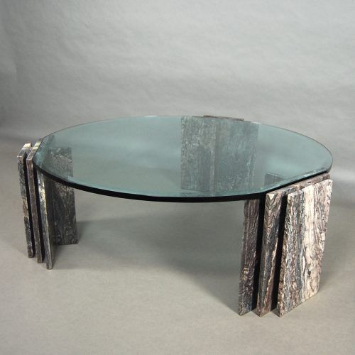 Table basse italienne en marbre et verre