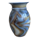 Grand vase en grès émaillé signé JM – Jean-Marie Delahaye – 30 cm