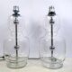 Set of 2 Glass & chrome table lamps with alcantara lampshades, 1960s