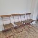 Set of 4 folding chairs for old bistro, guinguette, brasserie