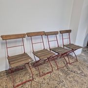 Set of 4 folding chairs for old bistro, guinguette, brasserie
