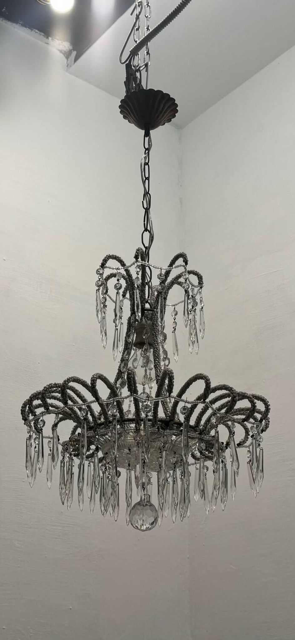 Suspension vintage en perles de cristal italiennes des années 1960