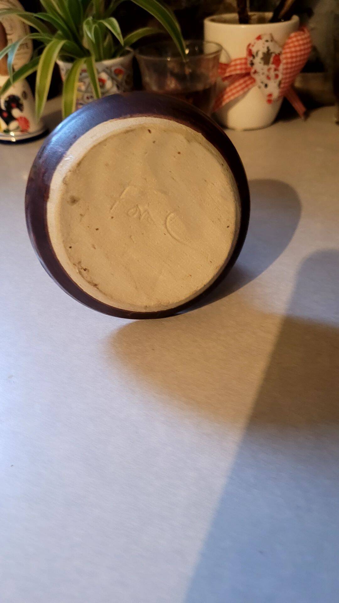 Vintage stoneware candle holder