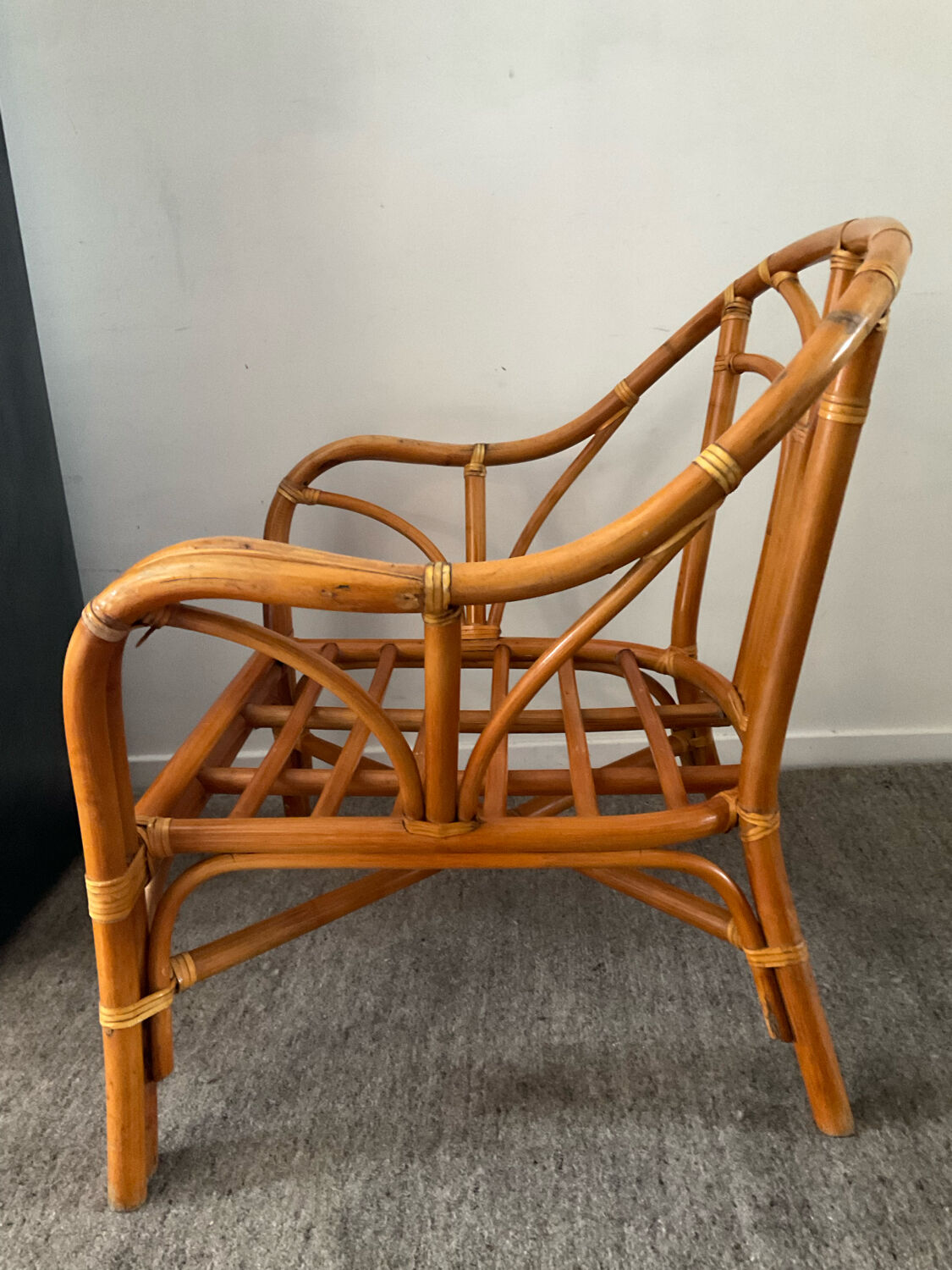 Vintage rattan armchair 70s