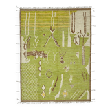 Handmade Turkish One of a Kind 280 cm x 374 cm Green Wool Carpet