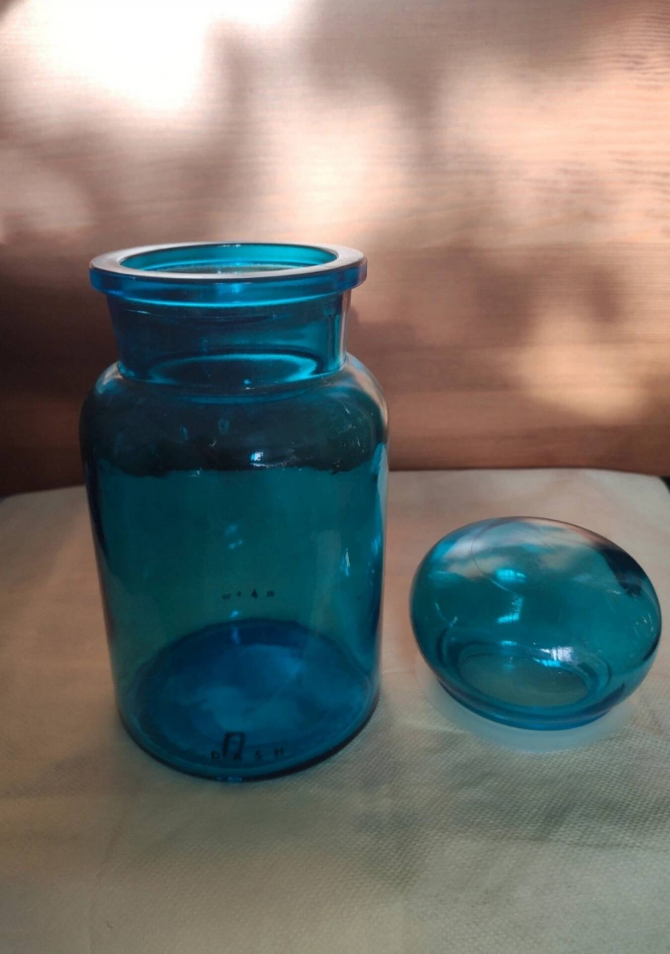 Green glass apothecary jar Belgium