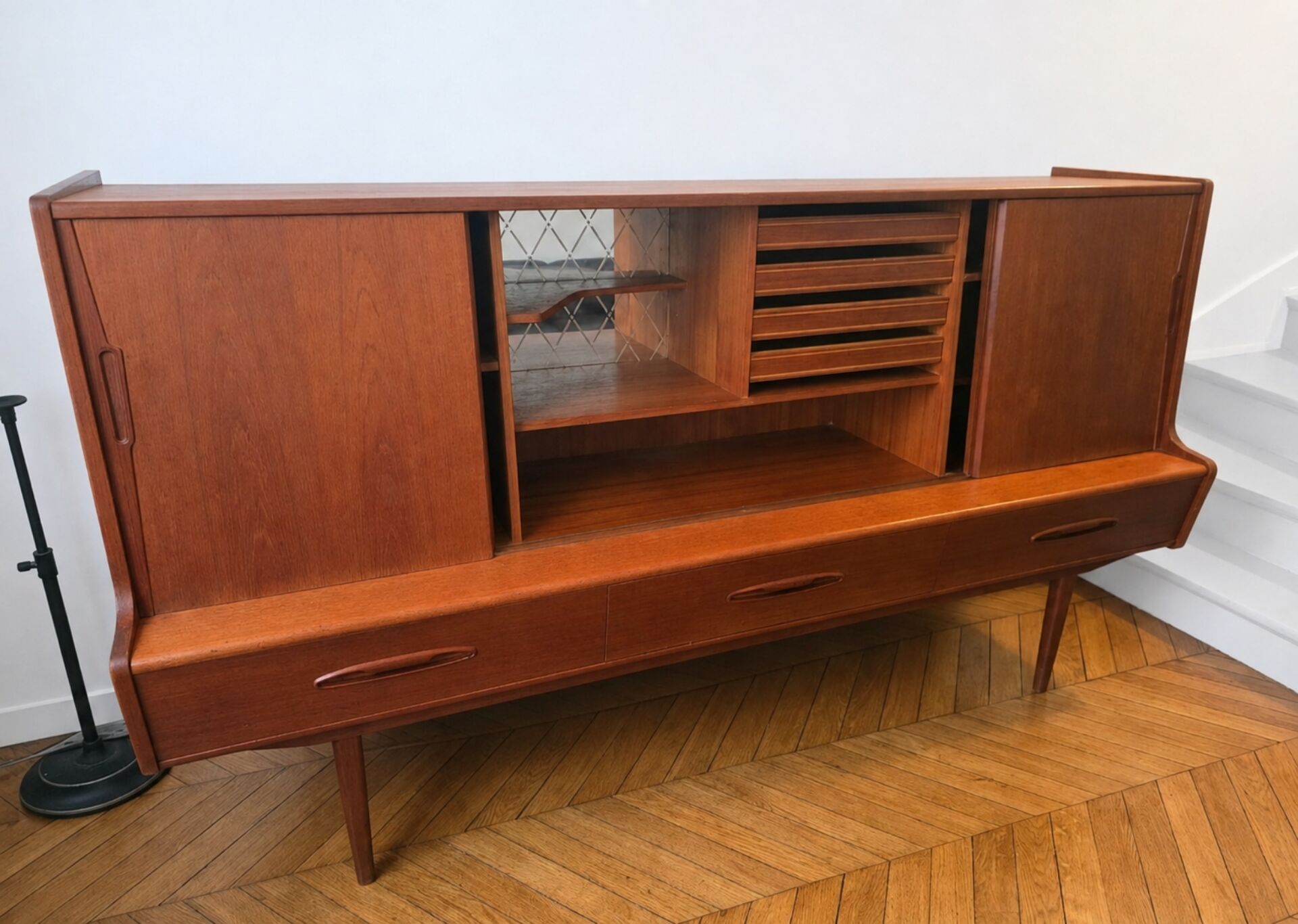 Enfilade / Teak highboard by A. Jensen & Molholm for Herning, Denmark