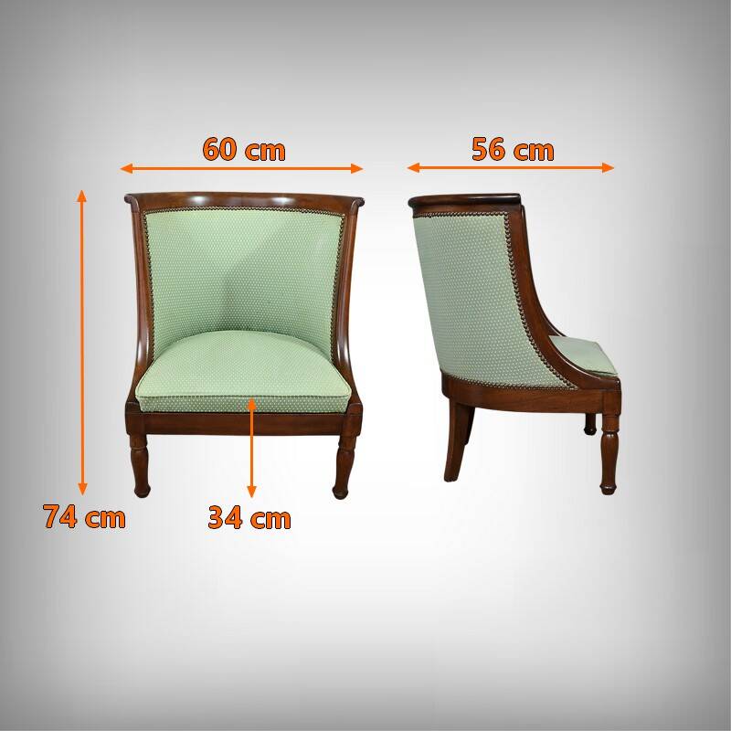 Mahogany Gondola Armchair, Empire Style – 19th Century