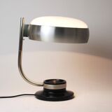 Oscar Torlasco black and nickel swivel desk lamp, Lumi Milano, Italy, 1960s.
