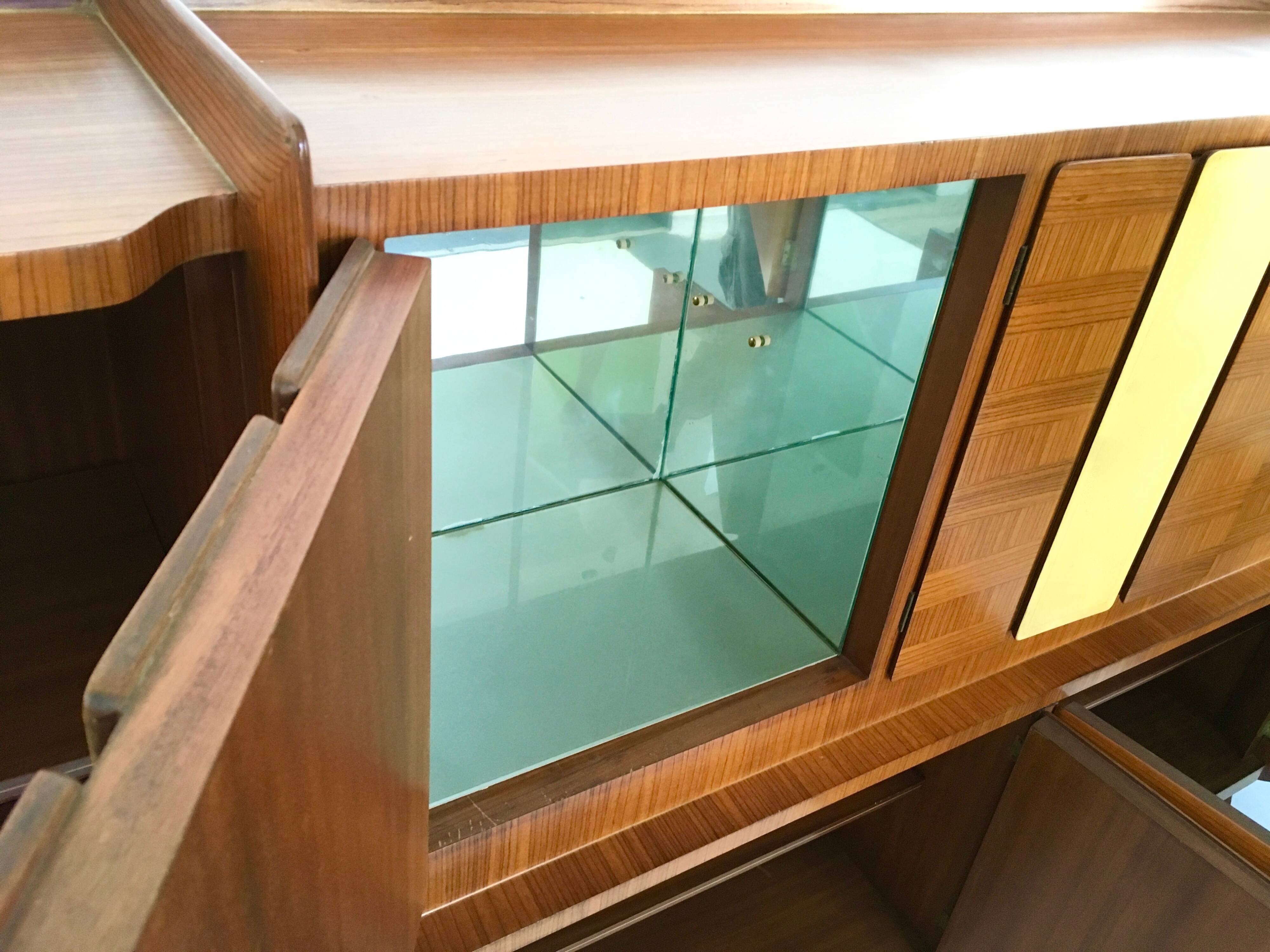 Monumental Wooden Cabinet with Parchment Panels by Gio Ponti, Italy