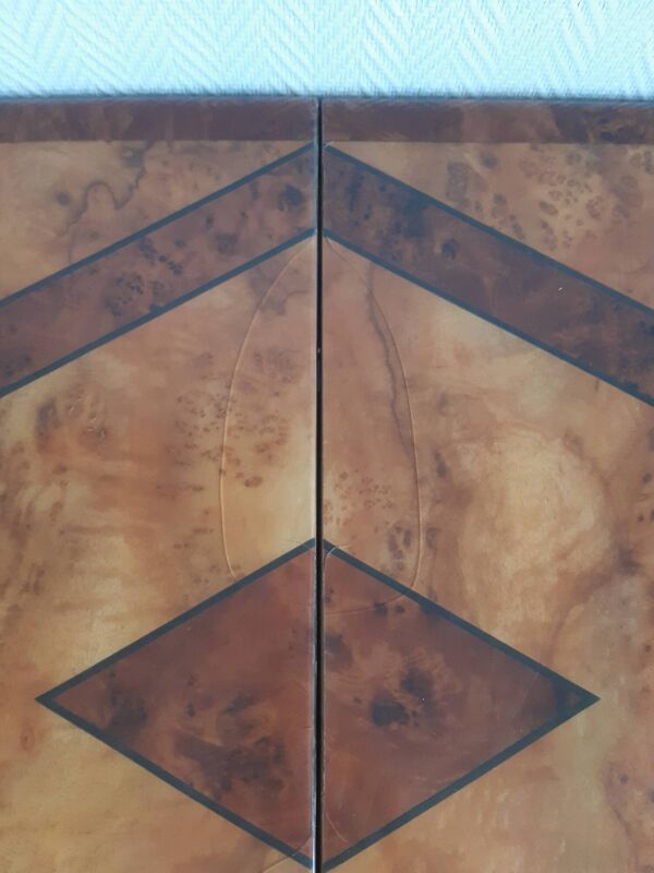 Table basse bar en loupe d'orme 1970