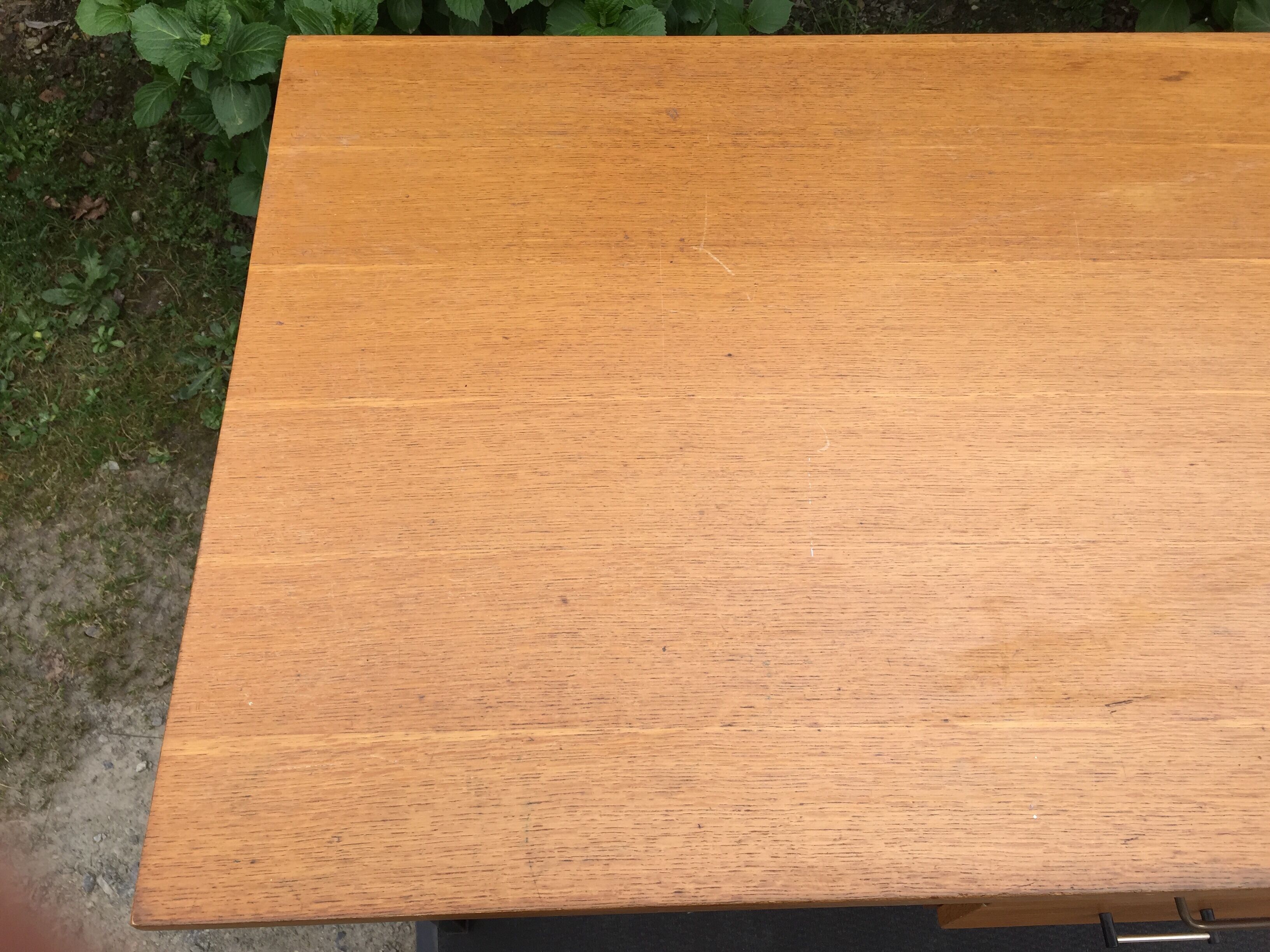 Vintage modernist office in oak and metal tubular base