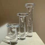 Set of three "Cool" glass candlesticks by Kosta Boda, Sweden, 1999