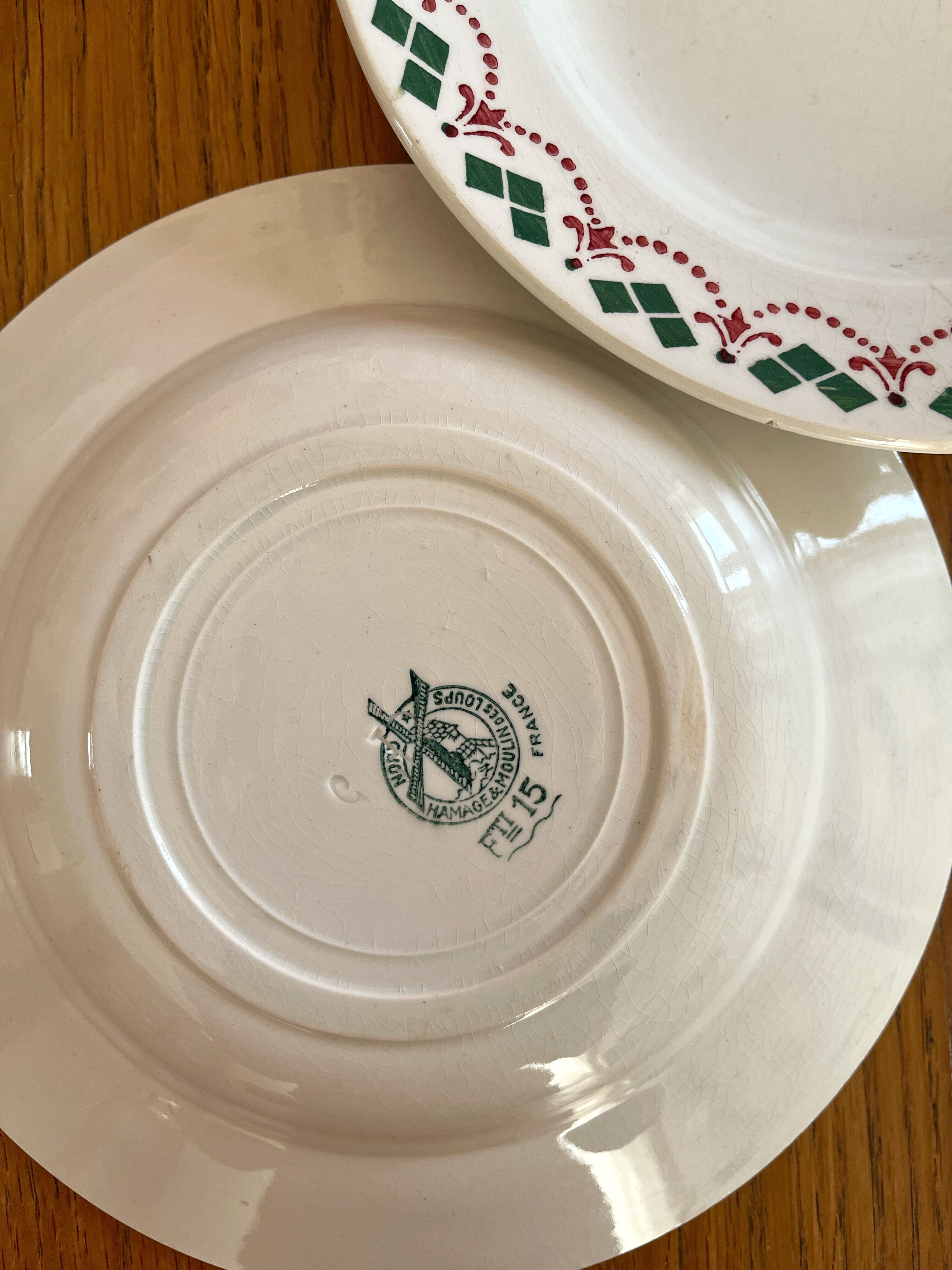 3 vintage Art Deco soup plates by Hamage & Moulin des Loups