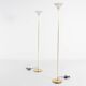 Pair of Italian golden floor lamps with glass shade, 1970’s
