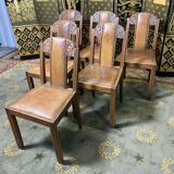6 art deco chairs leather sitting