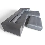 de Sede DS-7 Ecksofa mit Hocker in grauem Leder