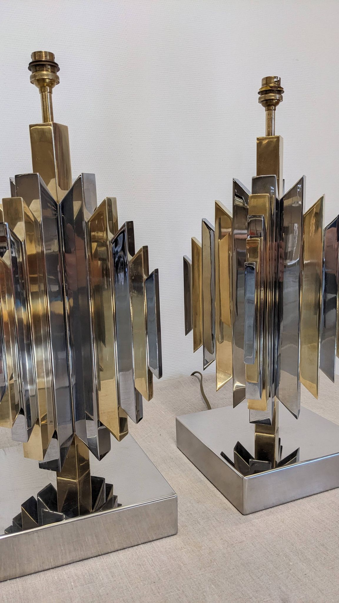 Pair of Cactus lamp bases by Les Ateliers La Boétie, France 1974