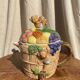 Vintage fruit and bear barbotine teapot