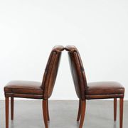 Comfortable set of 2 sheep leather dining chairs with character