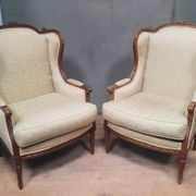 Pair of wingback armchairs in Louis XVI style