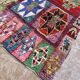 Vintage Boucherouite hallway rug: handwoven Berber rug.