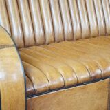 Art Deco design 2.5-seater sheep leather sofa