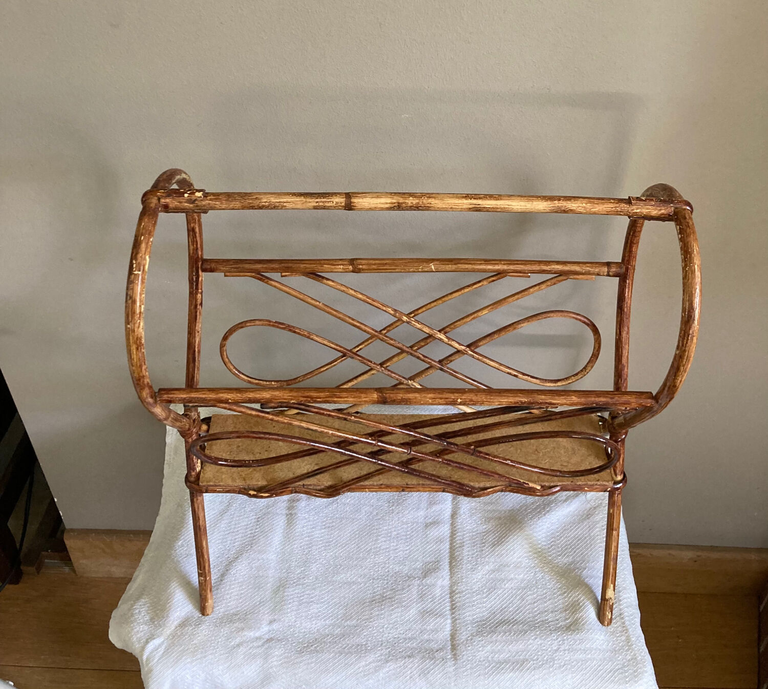 Rattan magazine holder 1970s