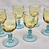 6 old two-tone George Sand wine glasses