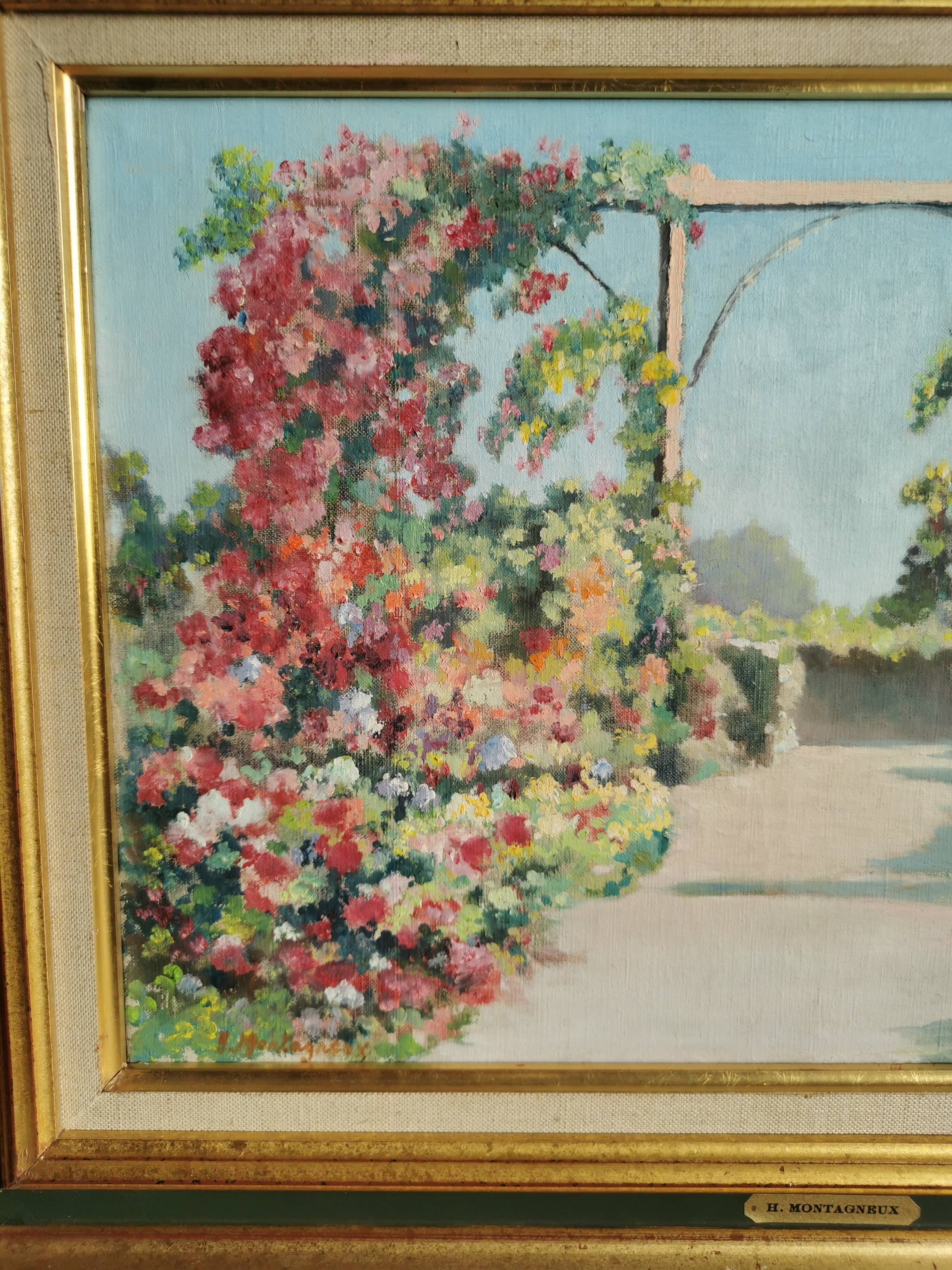 Tableau terrasse fleurie par Montagneux Henri