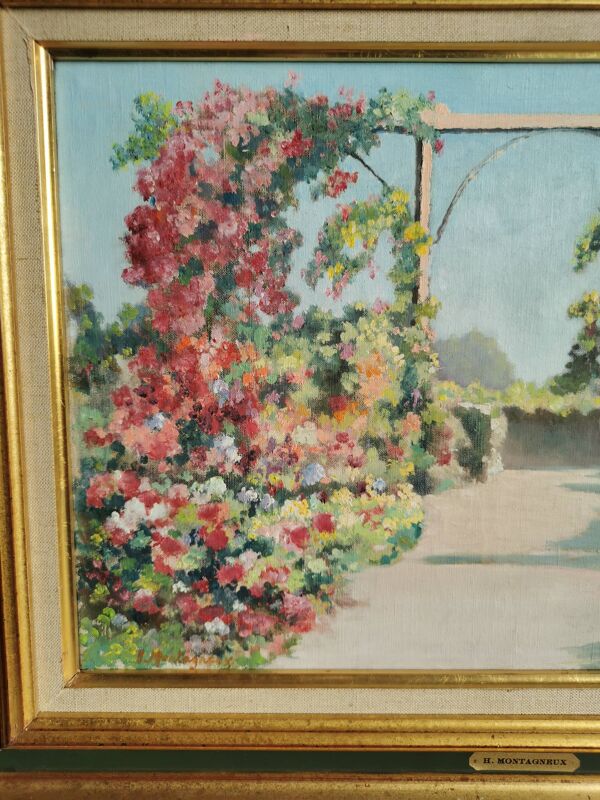 Tableau terrasse fleurie par Montagneux Henri