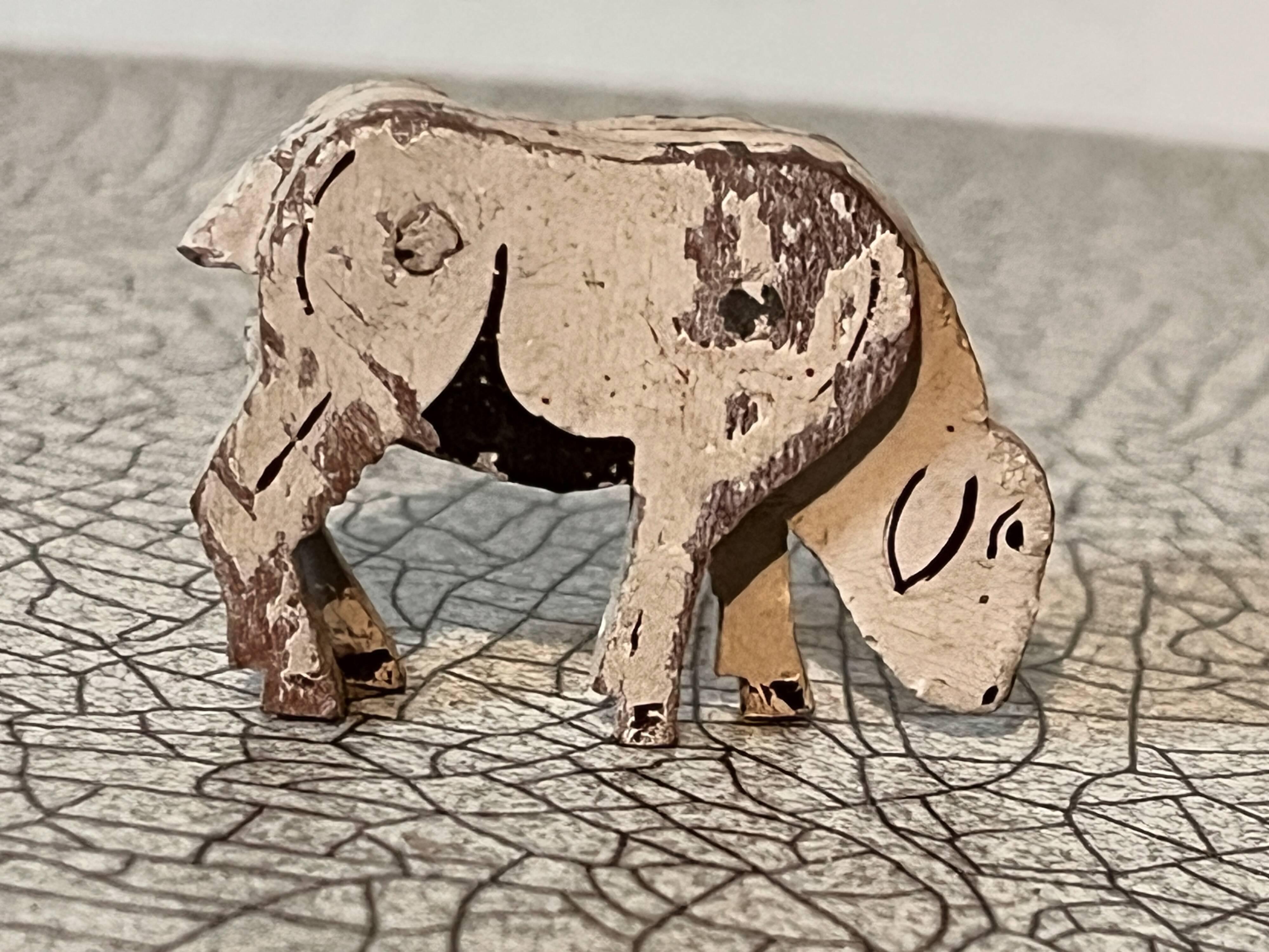 Wooden sheep, farm animals, antique toy