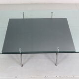 B&B Italia 'Diesis' Two-Tier Glass and Leather Coffee Table by Antonio Citterio
