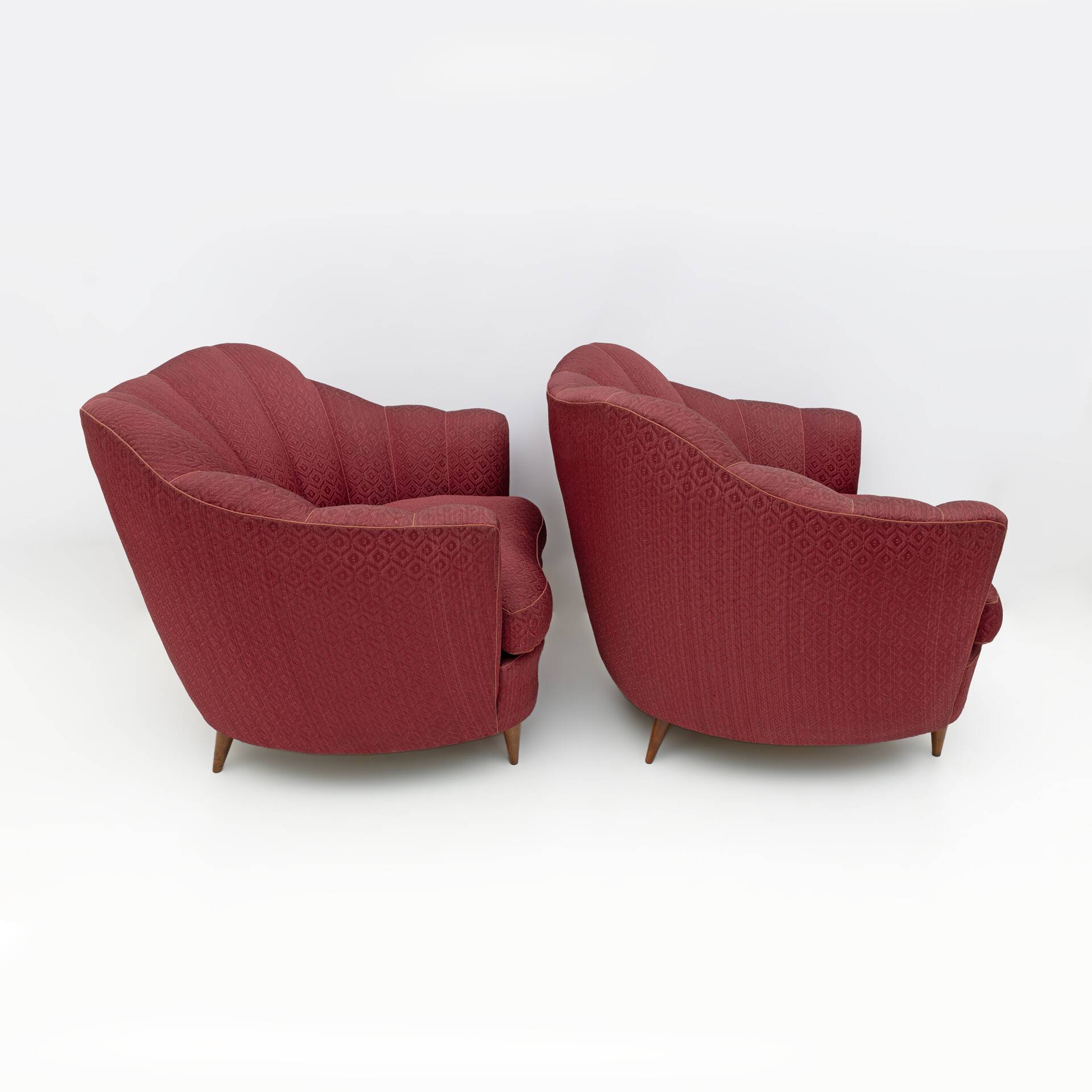 Pair of Gio Ponti Mid-Century Modern Velvet Armchairs for Casa e Giardino