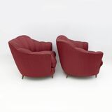 Pair of Gio Ponti Mid-Century Modern Velvet Armchairs for Casa e Giardino