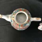 Coffee maker and 4 small bowls - porcelain - roosters and plants - china - mid-20th century