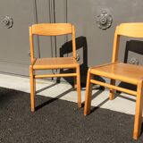 Kindergarten chair vintage metal wood, 70s