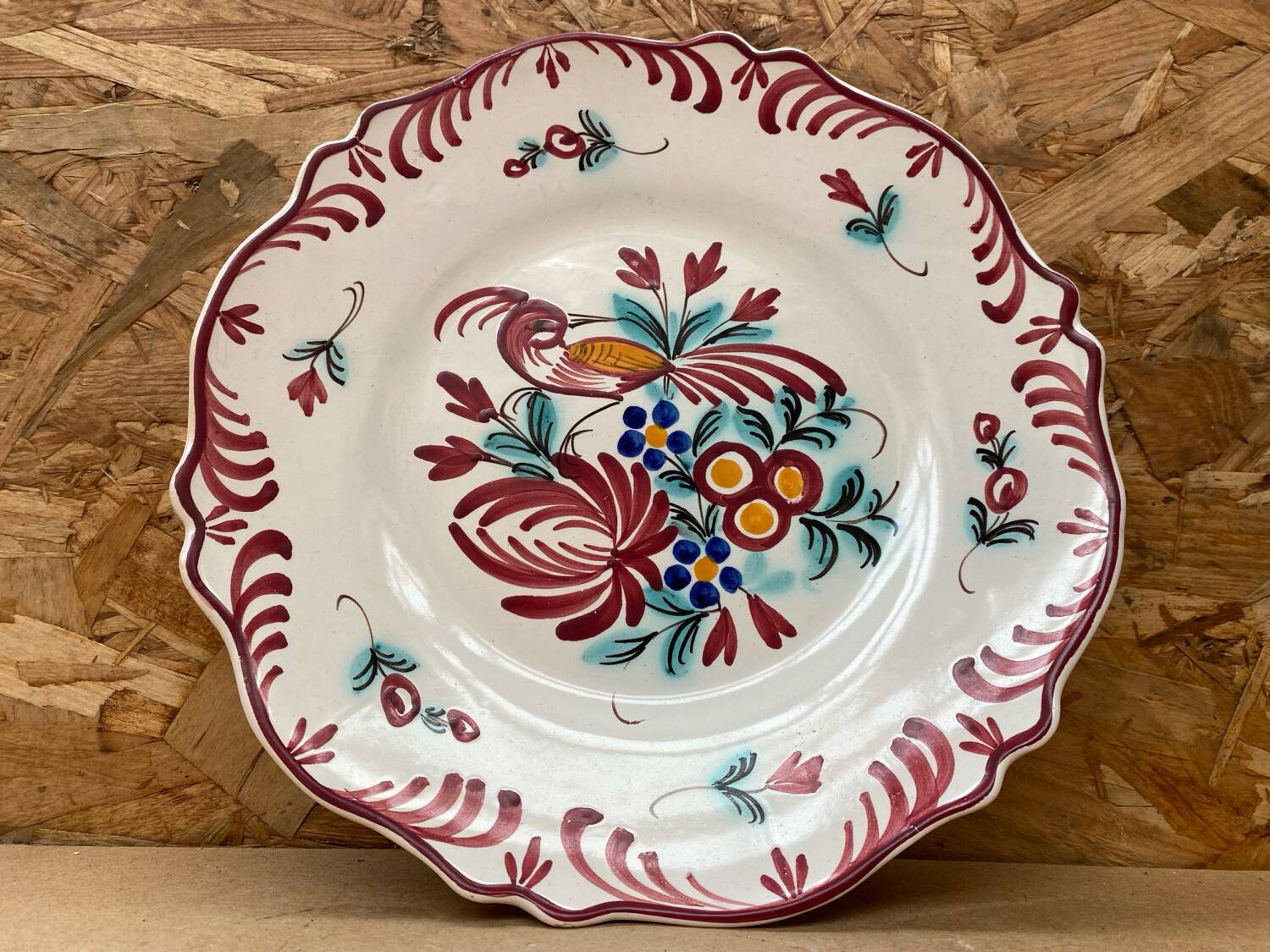 Old Emile Tessier Ceramic Plate Vintage Bird Decor