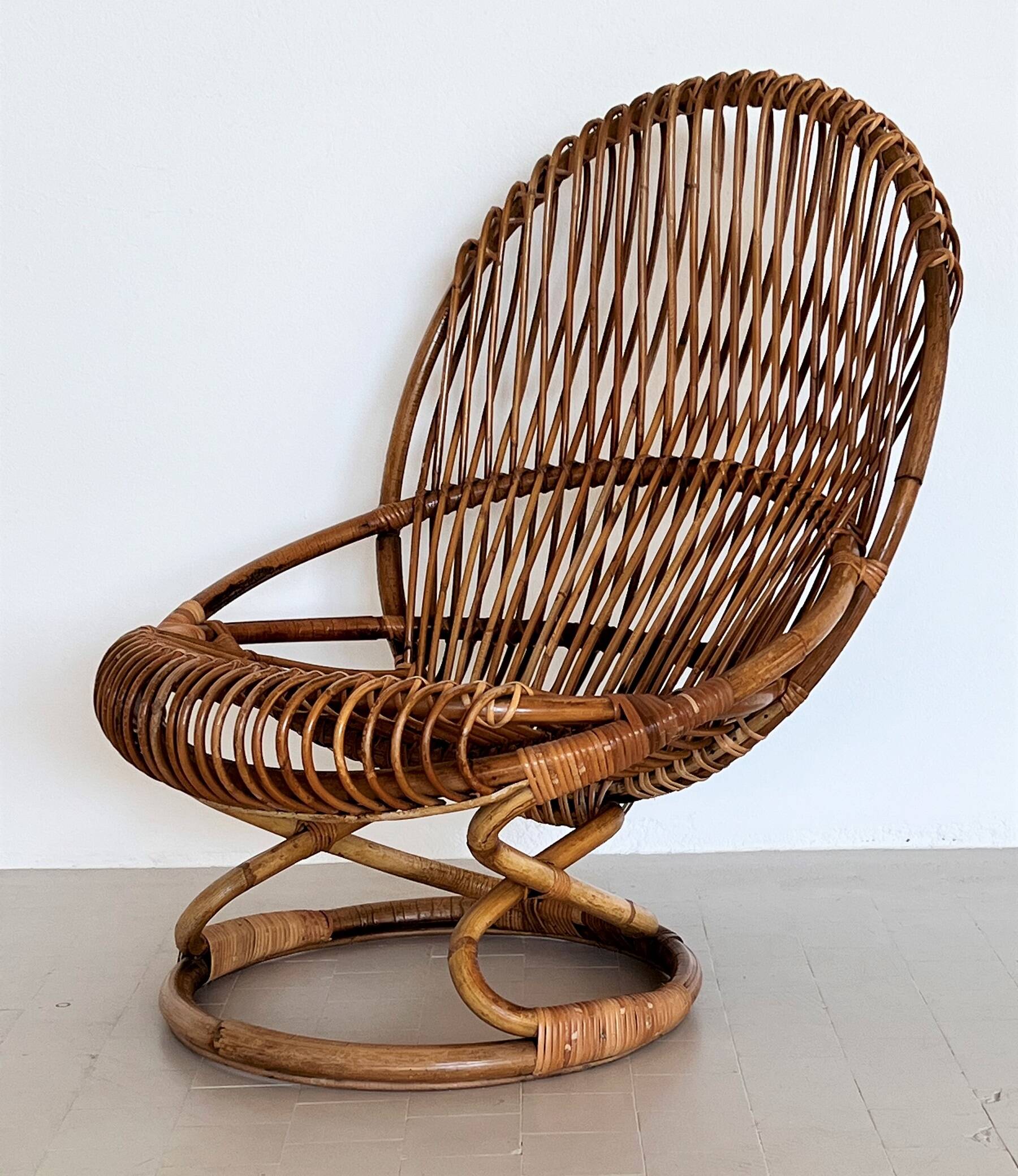 Giovanni Travasa for Bonacina Bamboo Lounge Chair, 1950s