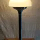 Table lamp in Bauhaus style with chrome metal and opaline globe - mid 20th century.