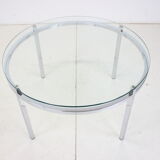 1970s round conference table chrome and glass, italy