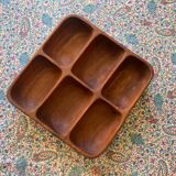 Large vintage wooden tray 6 compartments