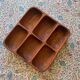 Large vintage wooden tray 6 compartments
