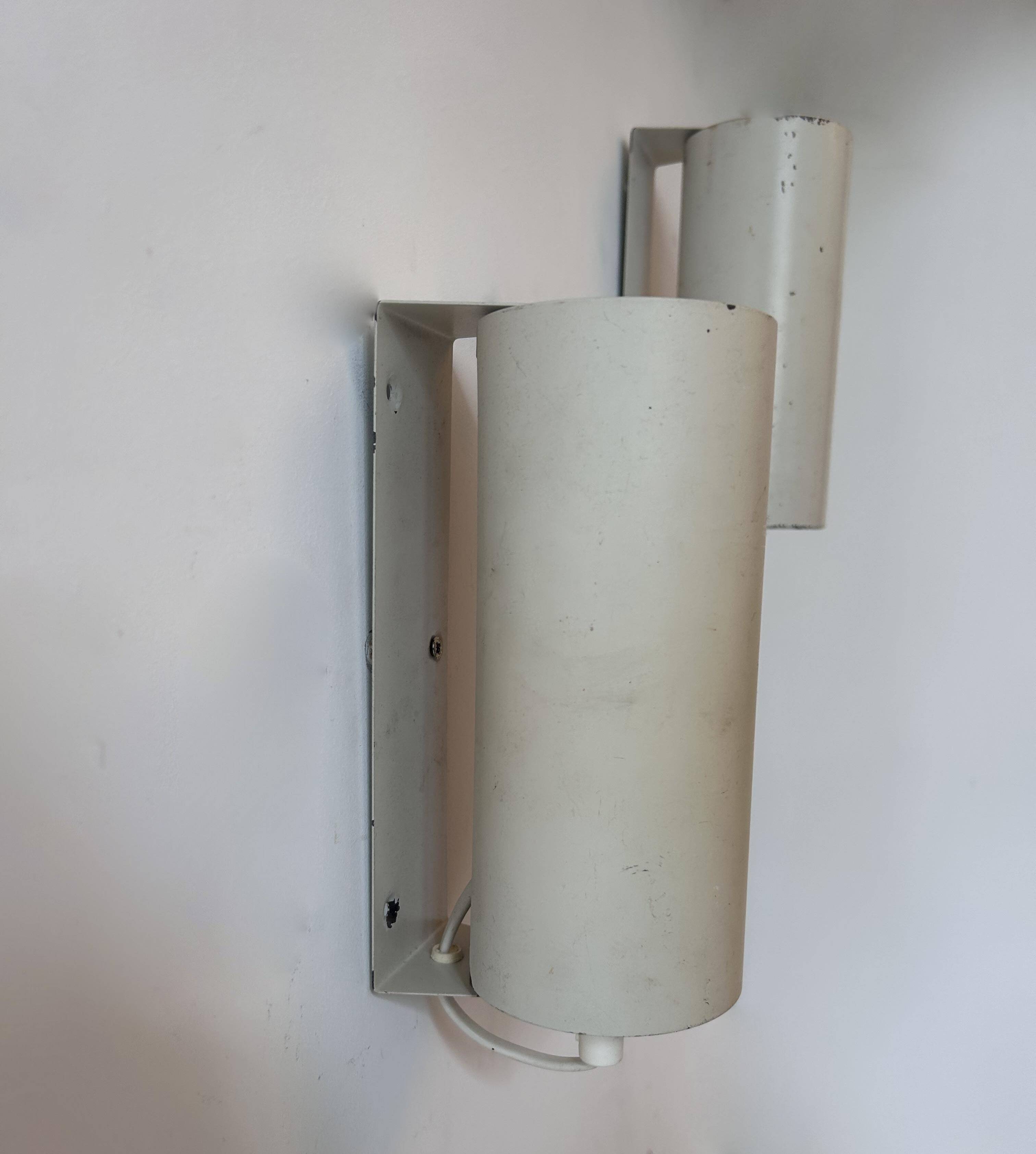 Pair of vintage adjustable wall lights, white metal, Sweden 1970